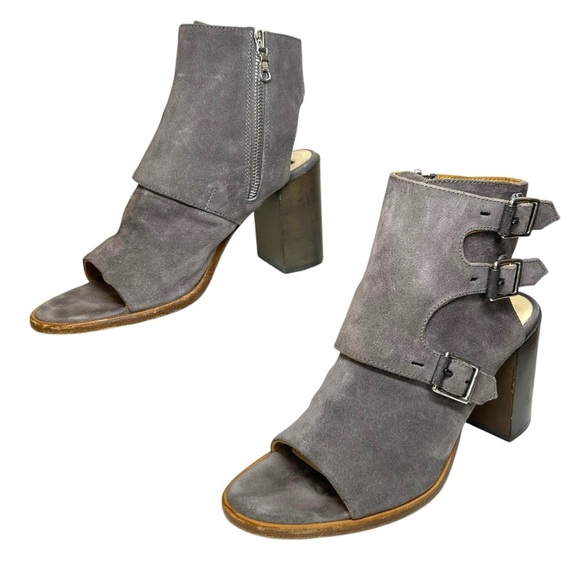 Rag & Bone - Women’s ‘Marta' Suede, Cut-Out Bootie - Grey, Size 38.5 IT, 8.5 US - Picture 1 of 16